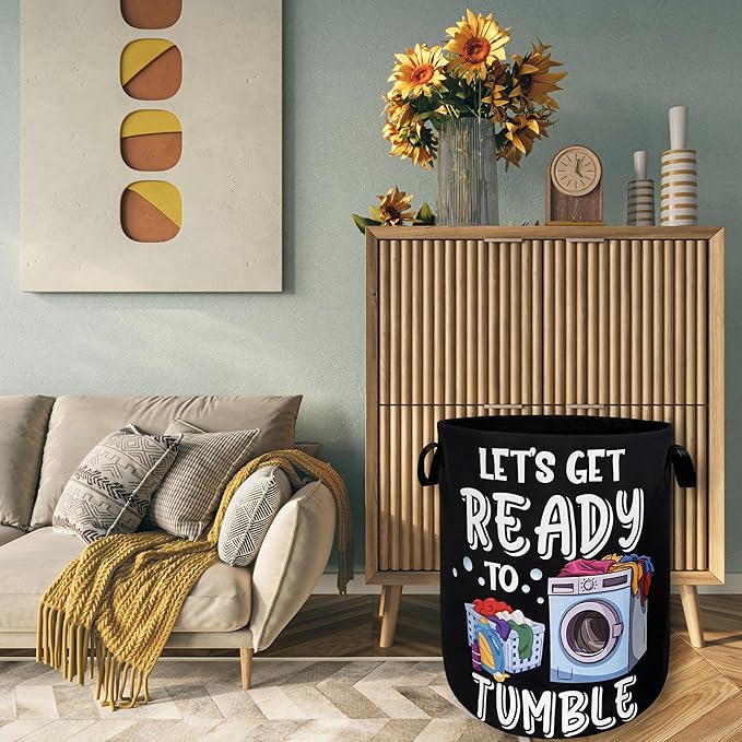 Let's Get Ready to Tumble Laundry Hamper Funny Text Laundry Basket - Image 7