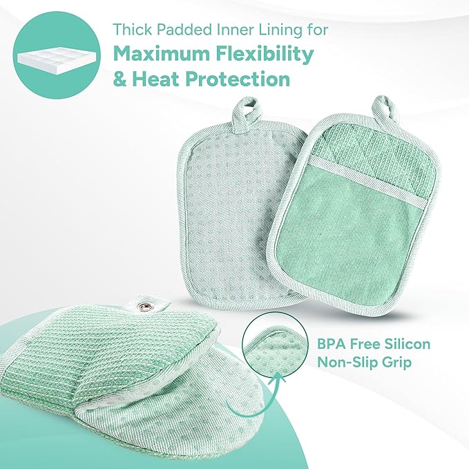 Casa Platino Potholders & Oven Mitts Heat Resistant, 8-Piece Mini Oven Mitts - Image 3