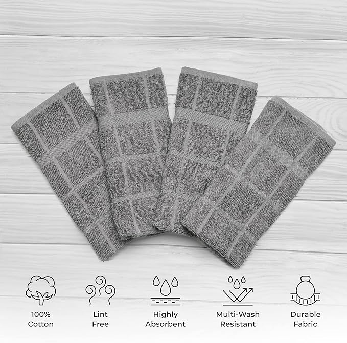 100% Cotton Terry Dish Towels, 4 Pack Plain, 16 x26 Inches, Super Soft and - Image 2