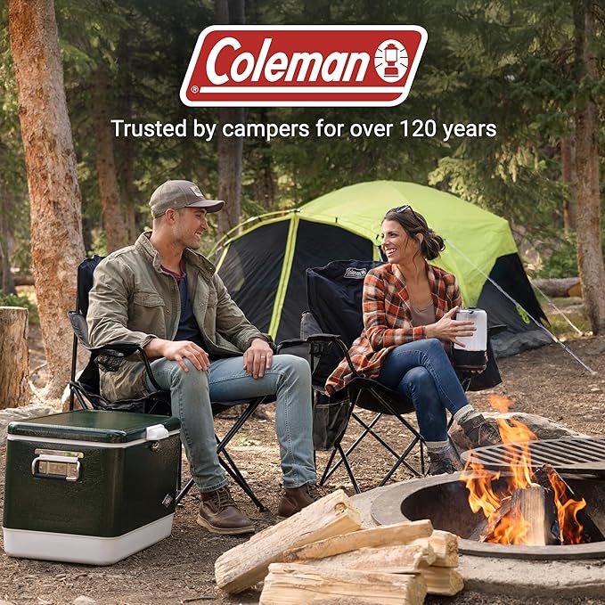 Coleman Portable Camping Chair with 4-Can Cooler, Cushioned Seat & Back with Side Pockets & Cup Holder, Carry Bag Included, Great for Camping, Tailgating, Firepits, Patio, & More - Image 2