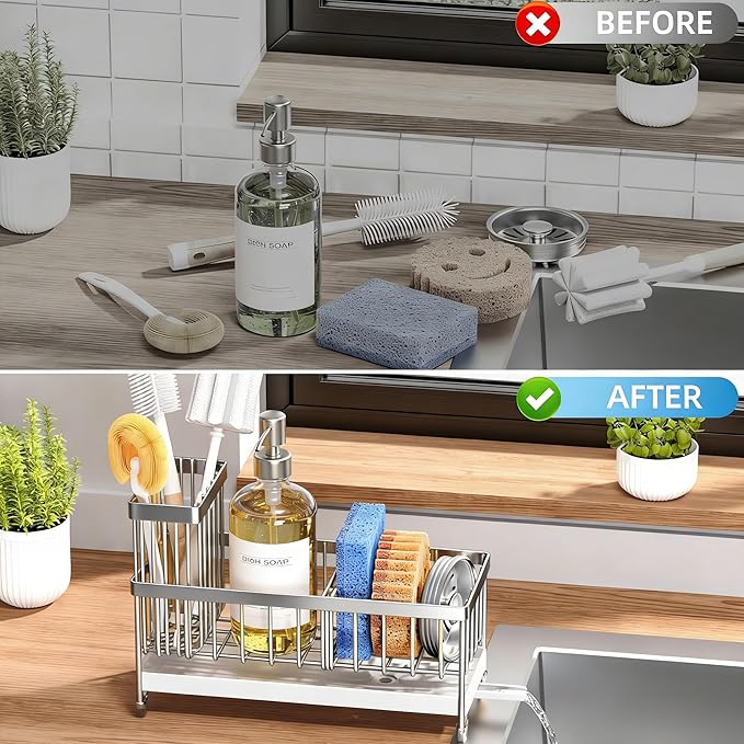 Cisily Sponge Holder for Kitchen Sink, Sink Caddy Organizer - Image 6