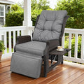 Outdoor Indoor Wicker Recliner with Adjustable Back and Footrest, Patio Reclining Chair with Flip-up Table, Outdoor Rattan Lounge Chair, Grey by COMLAXFIELD