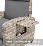 Towallmark Adjustable Rattan Recliner Chair, Patio Lounge Chairs with Cushion, Outdoor Porch Chaise with Flip Up Side Table & Footrest for Porch, Outside Balcony, Deck - Image 8