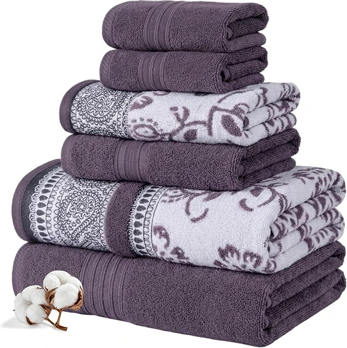 Modern Threads Ophelia 6-Piece 100% Cotton Towel Set – Reversible Yarn Dyed by ModernThreads