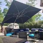 PURPLE LEAF 12 Feet Double Top Deluxe Square Patio Umbrella Offset Hanging Umbrella Cantilever Outdoor Market Garden Umbrella, Grey - Image 2