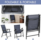 Yaheetech Patio Dining Chairs Set of 2, Portable Dining Chairs with Armrests for Camping, Lawn and Beach, Folding Patio Chairs 2-Pack of Metal Frame, Navy Blue - Image 4