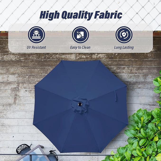 Simple Deluxe 9' Patio Umbrella Outdoor Table Market Yard Umbrella with Push Button Tilt/Crank - Image 4