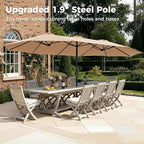 SUPERJARE 15FT Outdoor Umbrella for Patio, Double sided Pool Umbrellas with Fade Resistant Canopy, Large Table Umbrella for Deck, Market, Backyard - Beige - Image 3