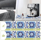Dish Drying Mat Mandala Blue Floral Kitchen Mat 12"x19" Bsorbent Coffee Maker - Image 3