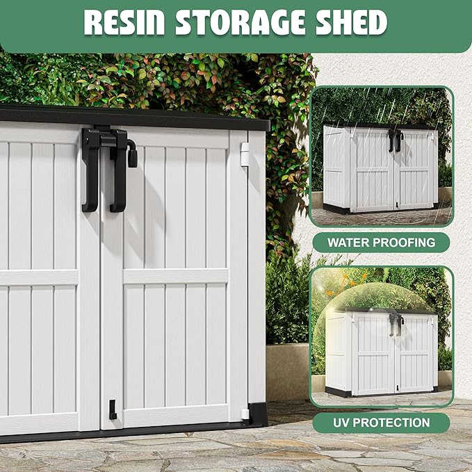 LHBcraft Outdoor Storage Cabinet 36 Cu Ft with Lockable Doors, Portable Horizontal Resin Storage Shed -Easy to Assemble, Waterproof Outdoor Storage Box for Backyards,Patios - Image 4