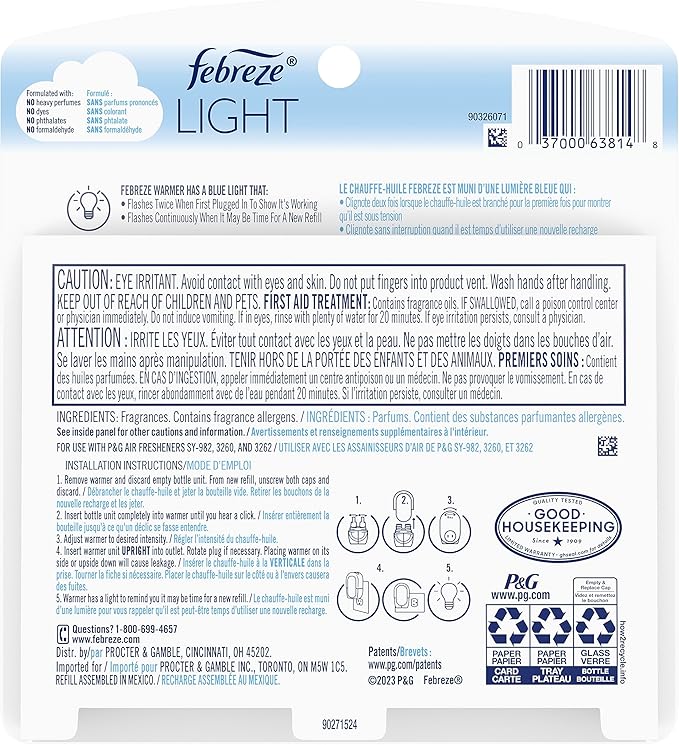 Febreze LIGHT Fade Defy PLUG Air Freshener, .87 fl. oz. Oil Refill - Image 2