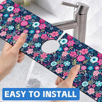 Modern Blue and Pink Floral Sink Faucet Absorbing Mat Sink Splash Guard Faucet - Image 6