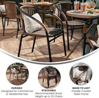 Flash Furniture Lila Modern Rattan Indoor/Outdoor Stackable Dining Chairs, Stacking Rattan Bistro Chairs for Patio or Restaurant, Set of 2, Brown - Image 5