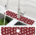 Christmas Snowflake Kitchen Sink Splash Guard Mat Buffalo Plaid Absorbent Fast - Image 4