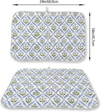 Blue Sage Green Block Print Dish Drying Mats 18x24 Inch Blue Green Vintage - Image 2