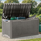 YITAHOME 100 Gallon Resin Deck Box, Weather Resistant Outdoor Storage Box, Lockable Indoor Outdoor Storage for Supplies and Essentials, Taupe by YITAHOME