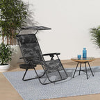 Best Choice Products Folding Zero Gravity Outdoor Recliner Patio Lounge Chair w/Adjustable Canopy Shade, Headrest, Side Accessory Tray, Textilene Mesh - Camouflage - Image 2