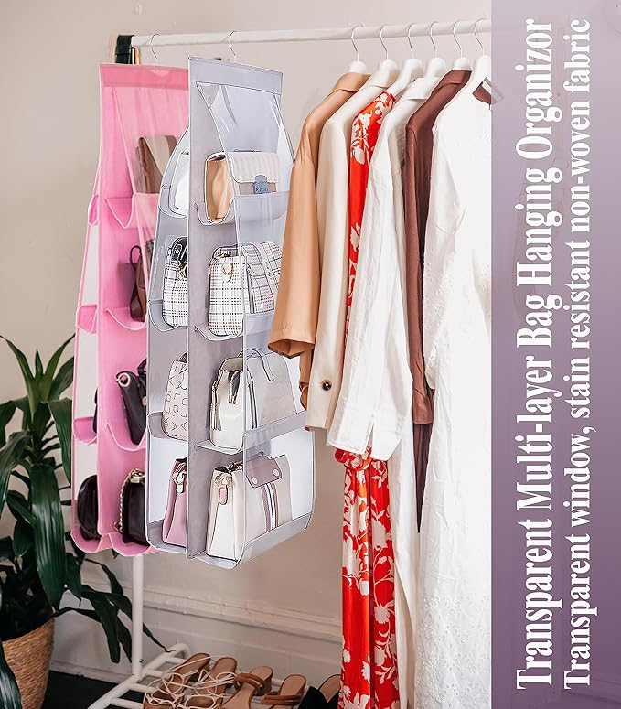 AARAINBOW 2 Packs Hanging Handbag Purse Organizer, Hanging Hand Bag Organizer - Image 3