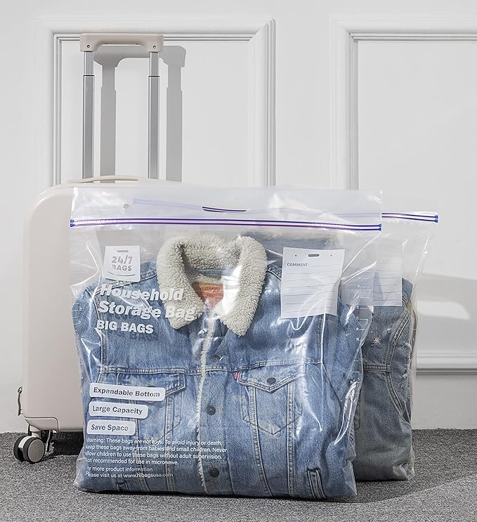15 XX-Large Plastic Storage Bags, 10 Gallons, Zero BPA, Double Zipper Seal - Image 5
