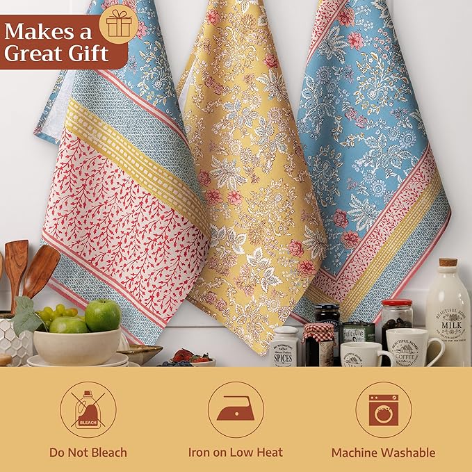Maison d' Hermine Kitchen Towels Set of 3 100% Cotton 27.50" x 20" Reusable - Image 5