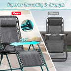 Homall Zero Gravity Chair - Adjustable Folding Lawn Chairs - Outdoor Gravity Reclining Lounge Chair with Pillows - Set of 2 (Double-Gray) - Image 4