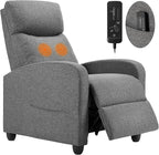 Sweetcrispy Massage Recliner Chair for Adults, Adjustable Home Theater Seating with Lumbar Support for Living Room, Modern Fabric Reclining, Cool Gray by Sweetcrispy
