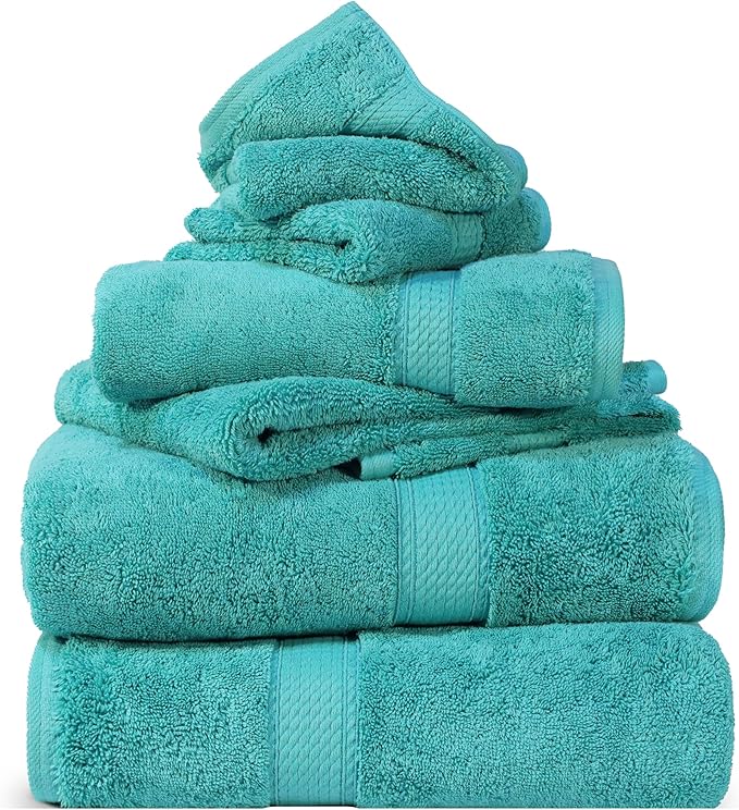 SUPERIOR Egyptian Cotton Pile 6 Piece Towel Set, Includes 2 Bath, 2 Hand - Image 2