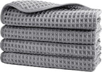 POLYTE 430 GSM Microfiber Lint Free Washcloth Face Towel, 13 x 13 in, 4 Pack by Polyte