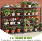 Ohuhu Plant Greenhouse Shelves 4 Tier 2 Pack Extra-Wide Stable Green House Shelving for Outdoor, 35x12x42 Inch Portable Rustproof Metal Shelf Plant Stand Rack Greenhouse Accessories - Image 3