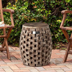 Balkene Home 62419 Maya Oval Rustic Garden Stool Wood Outdoor Seating & End Table Portable Adaptable Outdoor Furniture - Seasoned Patina Finish - Image 2