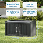 2-Tier Storage Bench, Waterproof UV-Resistant Outdoor Shoe Storage Cabinet with 2 Doors & Adjustable Shelves for Indoor Outdoor Entryway, Hallway, Living Room (Black) - Image 3