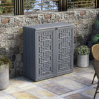 Indoor Outdoor Storage Cabinet Waterproof with Shelf,Plastic Storage Sheds Outdoor Cabinets for Patio/Garden/Backyard, Size 34.3''L*15''W*36.2''H（Gray） - Image 3