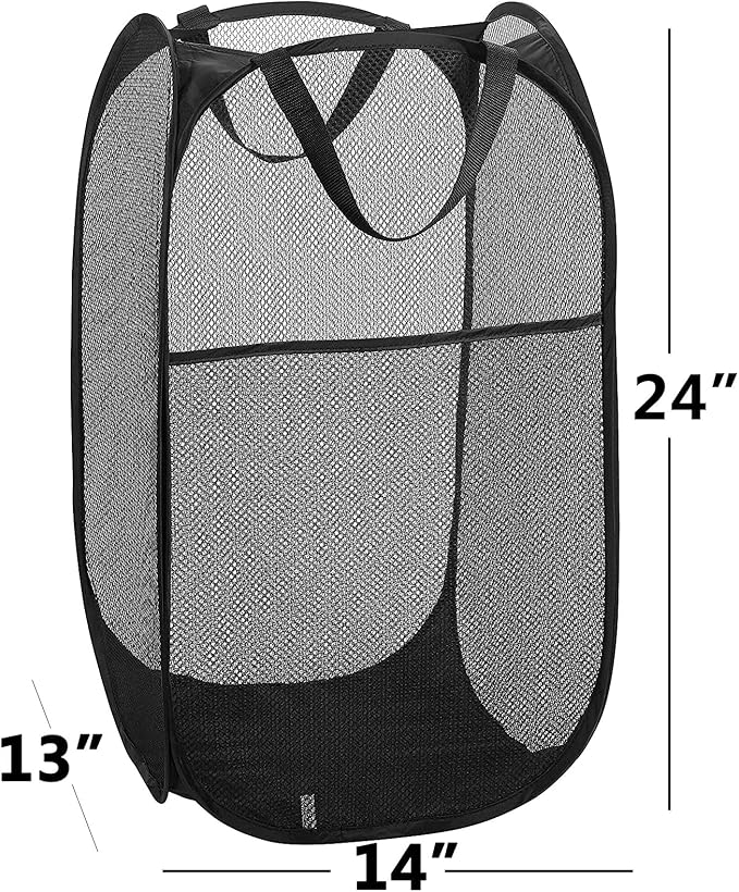 2 Pack Popup Laundry Hamper, Foldable Mesh Laundry Basket - Image 6