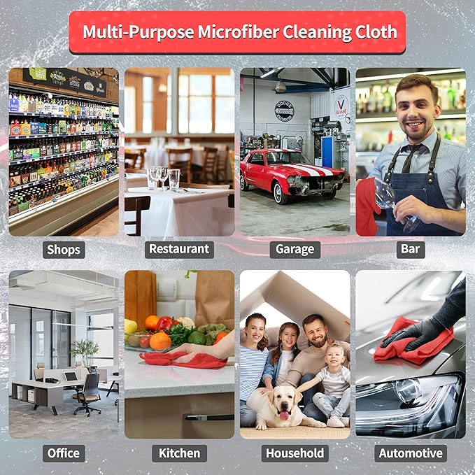 HOMERHYME Shop Towels Rags, 100 Pack Microfiber Cleaning Cloth Bulk Absorbent - Image 7