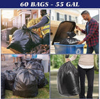 Teivio Trash Bags, 55-60 Gallon, - Image 5