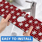 Christmas Snowflake Kitchen Sink Splash Guard Mat Buffalo Plaid Absorbent Fast - Image 6