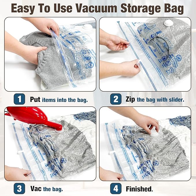 HIBAG Vacuum Storage Seal Bags, 10 Jumbo Space Saver Vacuum Sealer Bags - Image 3