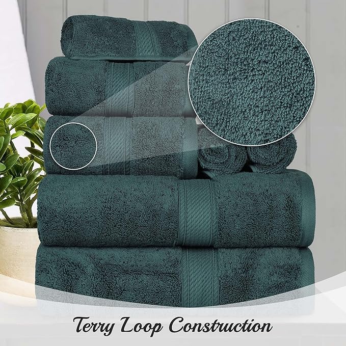 SUPERIOR Egyptian Cotton Pile 8 Piece Towel Set, Includes 2 Bath, 2 Hand - Image 5