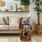Moon Laundry Basket Oxford Cloth Vintage Stars Wooden Sun Laundry Hamper - Image 2