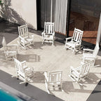 SERWALL Outdoor Rocking Chair White Set of 8, All Weather Patio Rocking Chair, HDPE Poly Rocking Chair for Adults, Heavy Duty Front Porch Rocker by SERWALL