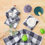Homaxy 100% Cotton Waffle Weave Check Plaid Dish Cloths, 12 x 12 Inches - Image 6