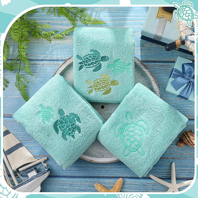 3 Pack Sea Turtle Coastal Hand Towels - Image 4