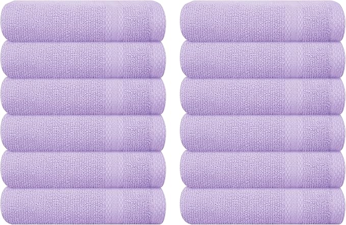 GLAMBURG Ultra Soft 12-Piece Washcloths Set 13x13-100% Ringspun Cotton by GLAMBURG