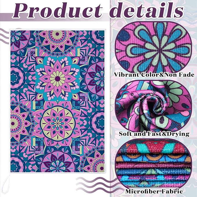 Boyiee Set of 6 Mandala Kitchen Towels Absorbent Boho Dish Towels 24 x 16 - Image 5