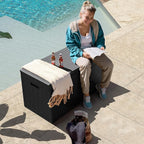 Flamaker Outdoor Storage Box 100 Gallon Waterproof Resin Deck Box Delivery Box with Air Rod Indoor Outdoor Lockable Storage Bench for Patio Cushions, Tools, Pool Accessories (Black) - Image 5