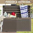 Devoko 100 Gallon Waterproof Large Resin Deck Box Indoor Outdoor Lockable Storage Container for Patio Furniture Cushions Garden Tools (100 Gallon, Light Brown) - Image 8