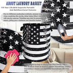 Baseball Textures Laundry Basket Foldable Oxford Cloth American Flag Laundry - Image 8