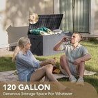 Devoko 120 Gallon Deck Box Resin Outdoor Storage Box Waterproof for Patio, Large Outdoor Storage Bench Lockable for Outside (Grey) - Image 3