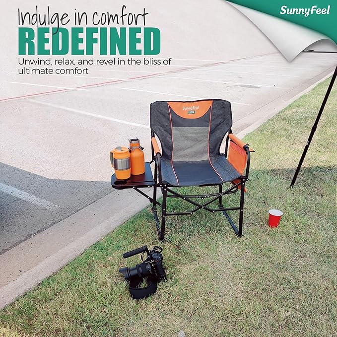 SUNNYFEEL Camping Directors Chair, Heavy Duty,Oversized Portable Folding Chair with Side Table, Pocket for Beach, Fishing,Trip,Picnic,Lawn,Concert Outdoor Foldable Camp Chairs - Image 3