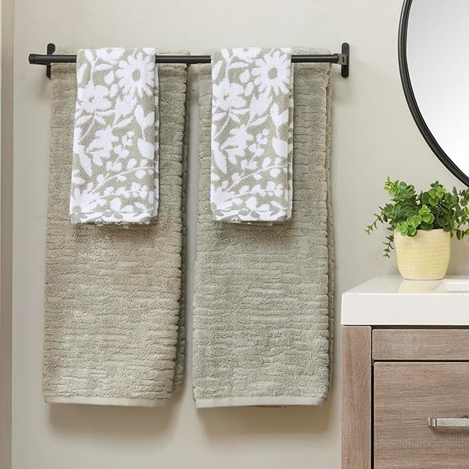 SKL Home CloudSoft/Bedford Floral 100% Cotton Luxury 4-Piece Towel Set - Image 4